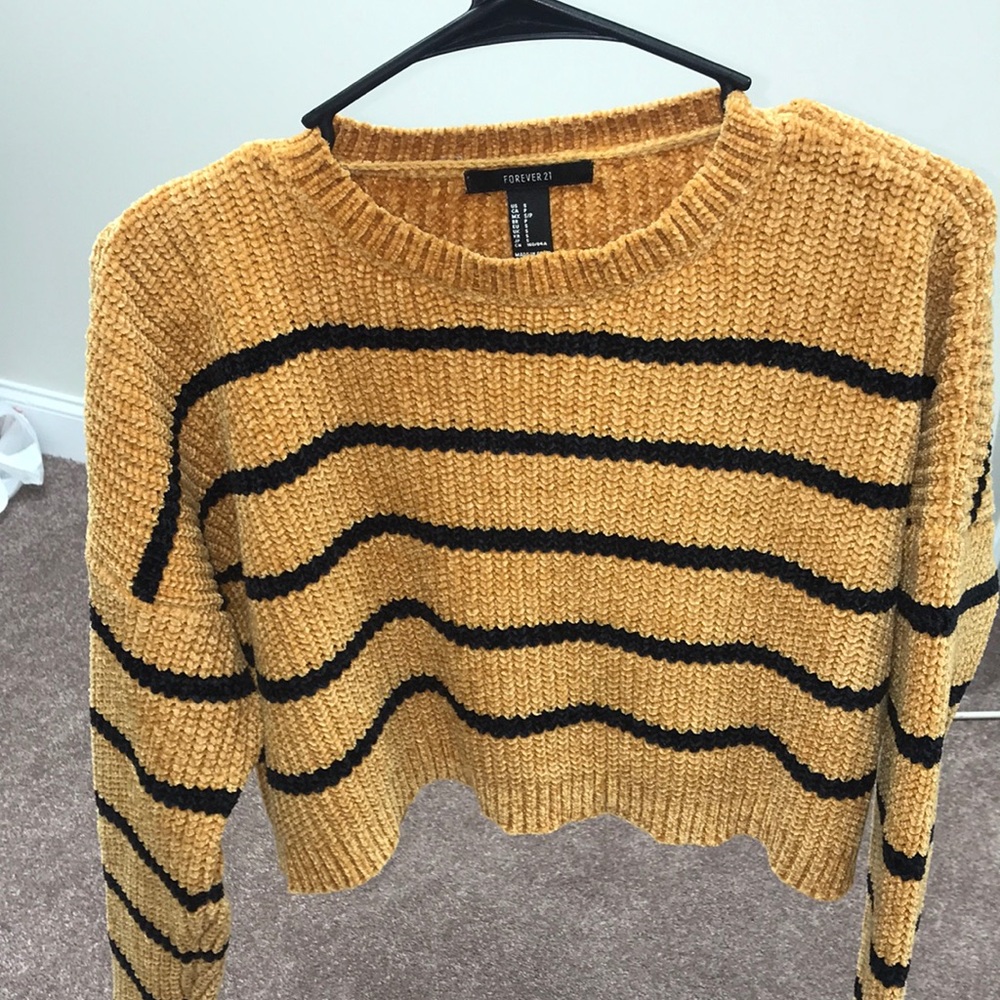 Fuzzy Stripe Crop Sweater